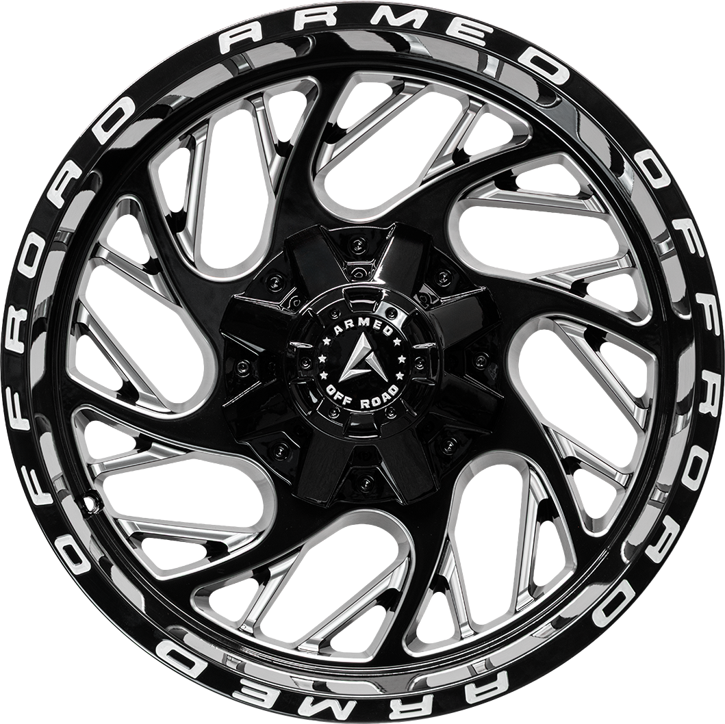ARMED OFF-ROAD CARNAGE 110.1 20x12 5x139.7|5x150 -44 GLOSS BLACK MILLED ARMED - Image 2
